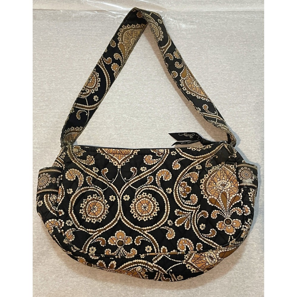y2k vera bradley cafe latte brown orange paisley hobo purse